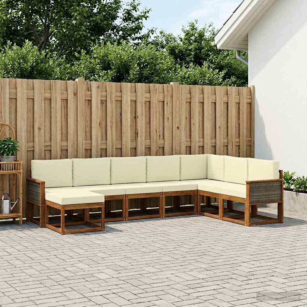Buiten bankenset 8 pcs Natuurlijk en Crème Massief Acaciahout is nu te koop bij PeponiXL, paradijselijk wonen!