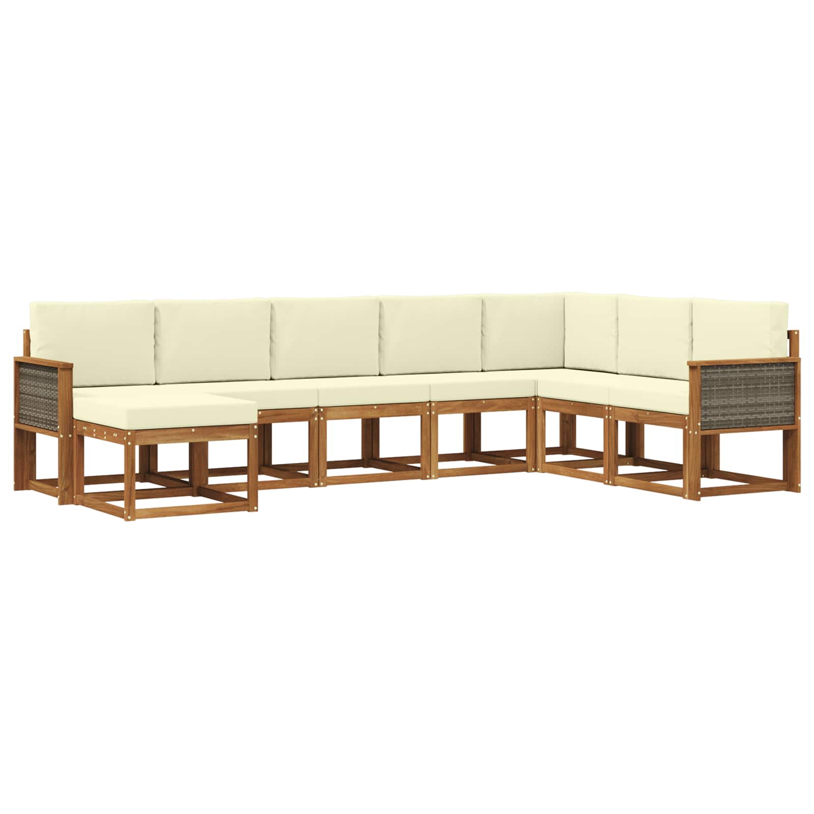 Buiten bankenset 8 pcs Natuurlijk en Crème Massief Acaciahout is nu te koop bij PeponiXL, paradijselijk wonen!