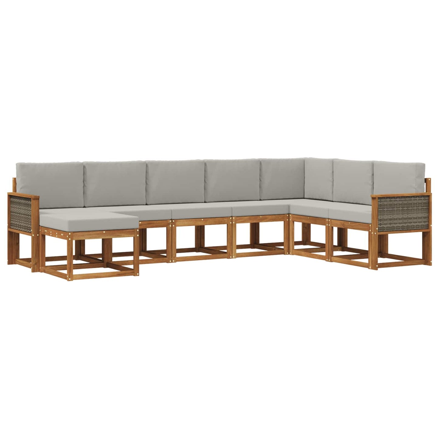 Buiten bankenset 8 pcs Naturel en lichtgrijs Massief Acaciahout is nu te koop bij PeponiXL, paradijselijk wonen!