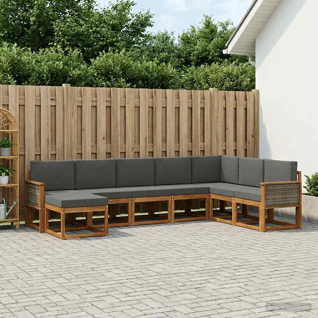 Buiten bankenset met kussen 8 pcs Natuurlijk en Antraciet is nu te koop bij PeponiXL, paradijselijk wonen!