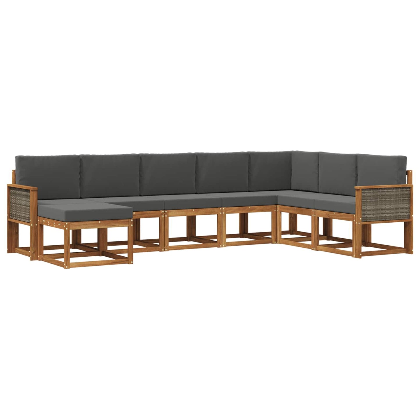 Buiten bankenset met kussen 8 pcs Natuurlijk en Antraciet is nu te koop bij PeponiXL, paradijselijk wonen!
