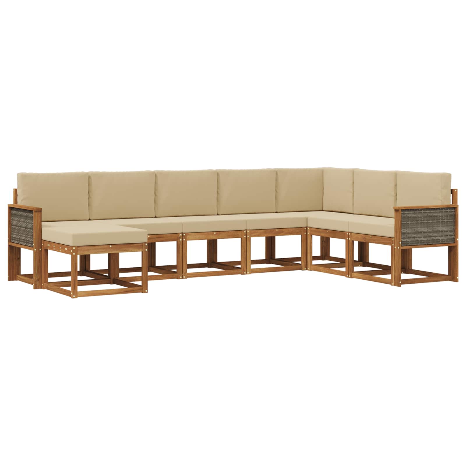 Buiten bankenset 8 pcs Natuurlijk en Beige Massief Acaciahout is nu te koop bij PeponiXL, paradijselijk wonen!