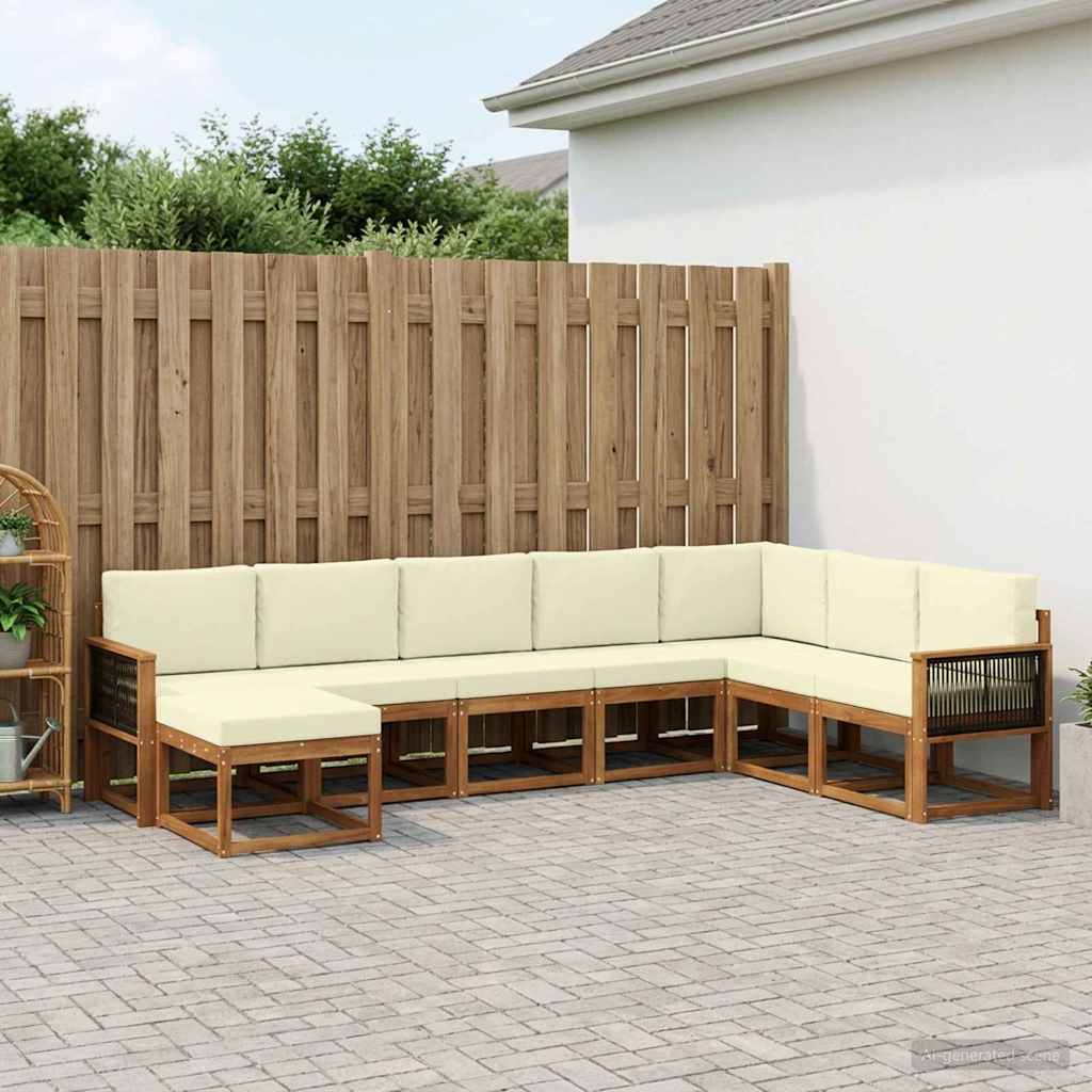 Buiten bankenset 8 pcs Natuurlijk en Crème Massief Acaciahout is nu te koop bij PeponiXL, paradijselijk wonen!