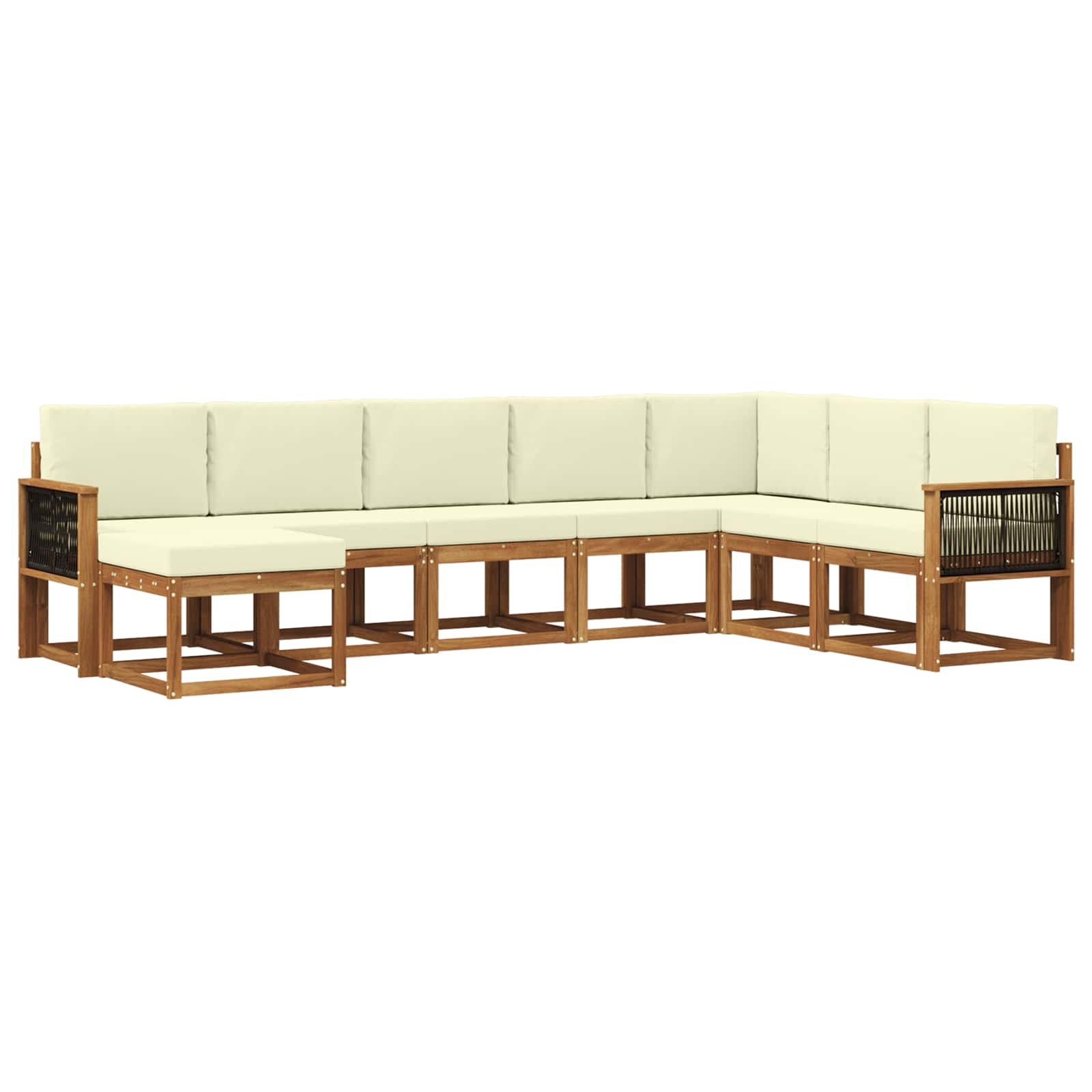Buiten bankenset 8 pcs Natuurlijk en Crème Massief Acaciahout is nu te koop bij PeponiXL, paradijselijk wonen!