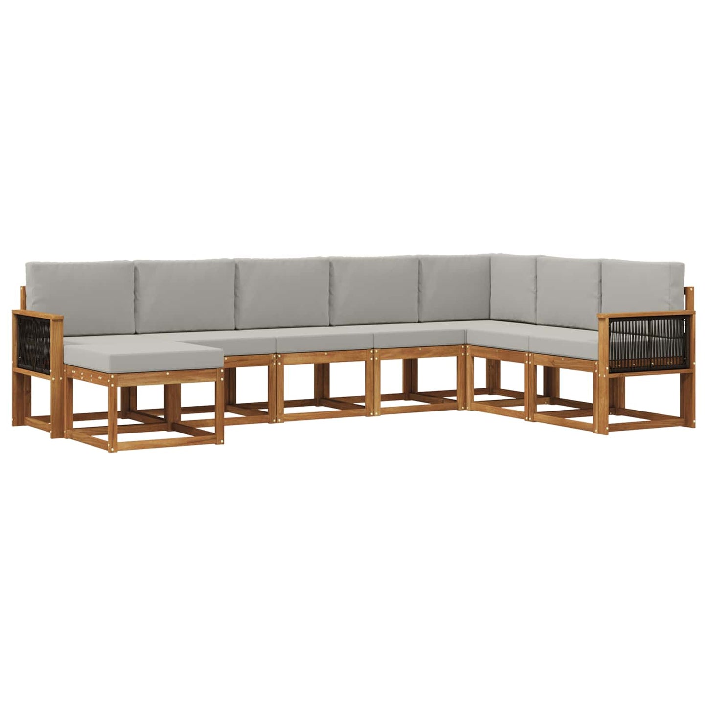 Buiten bankenset 8 pcs Naturel en lichtgrijs Massief Acaciahout is nu te koop bij PeponiXL, paradijselijk wonen!
