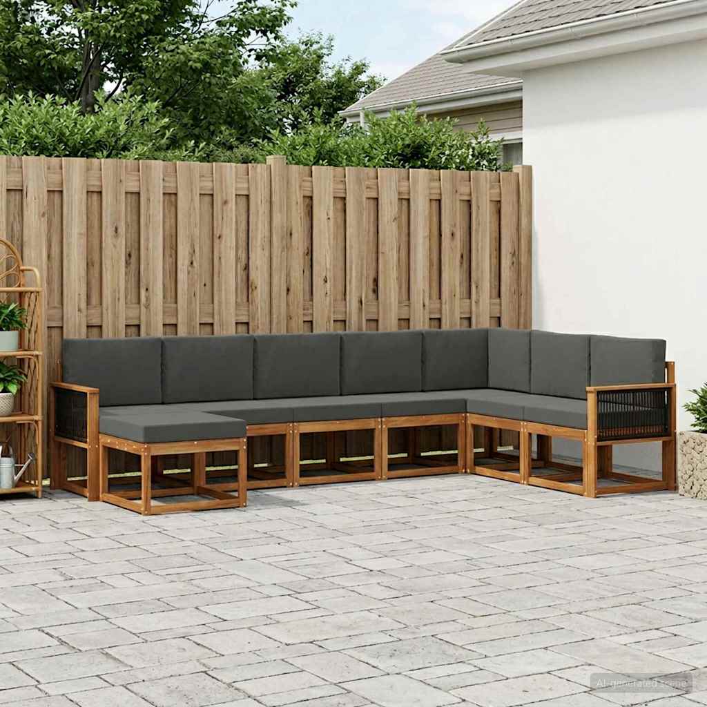 Buiten bankenset 8 pcs Natuurlijk en Antraciet is nu te koop bij PeponiXL, paradijselijk wonen!