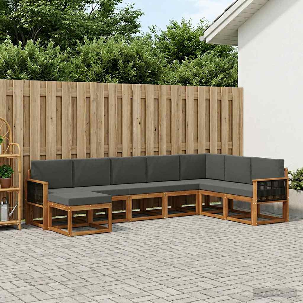 Buiten bankenset 8 pcs Natuurlijk en Antraciet is nu te koop bij PeponiXL, paradijselijk wonen!