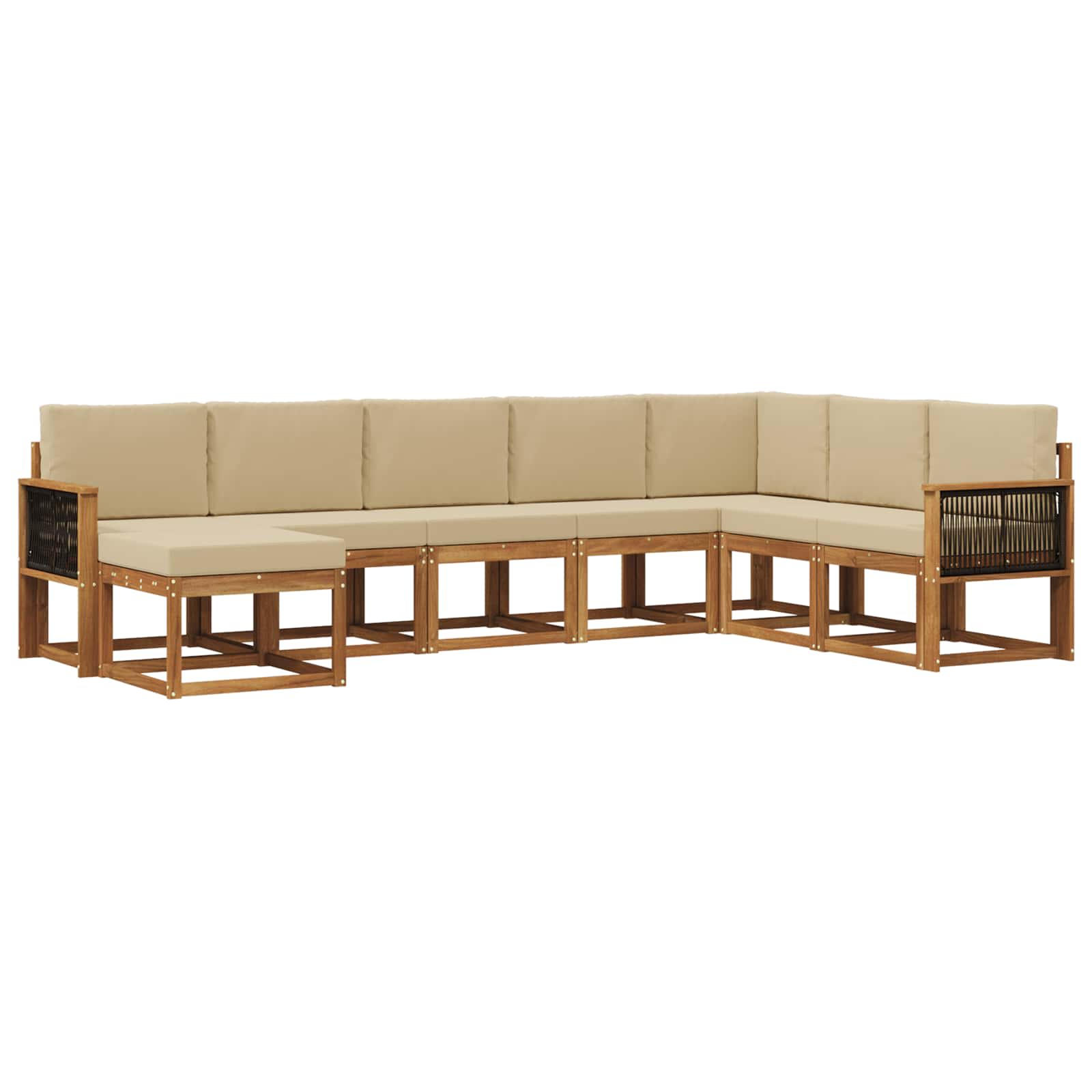 Buiten bankenset 8 pcs Natuurlijk en Beige Massief Acaciahout is nu te koop bij PeponiXL, paradijselijk wonen!