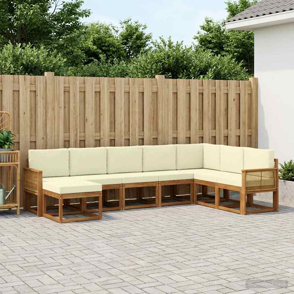 Buiten bankenset 8 pcs Natuurlijk en Crème Massief Acaciahout is nu te koop bij PeponiXL, paradijselijk wonen!