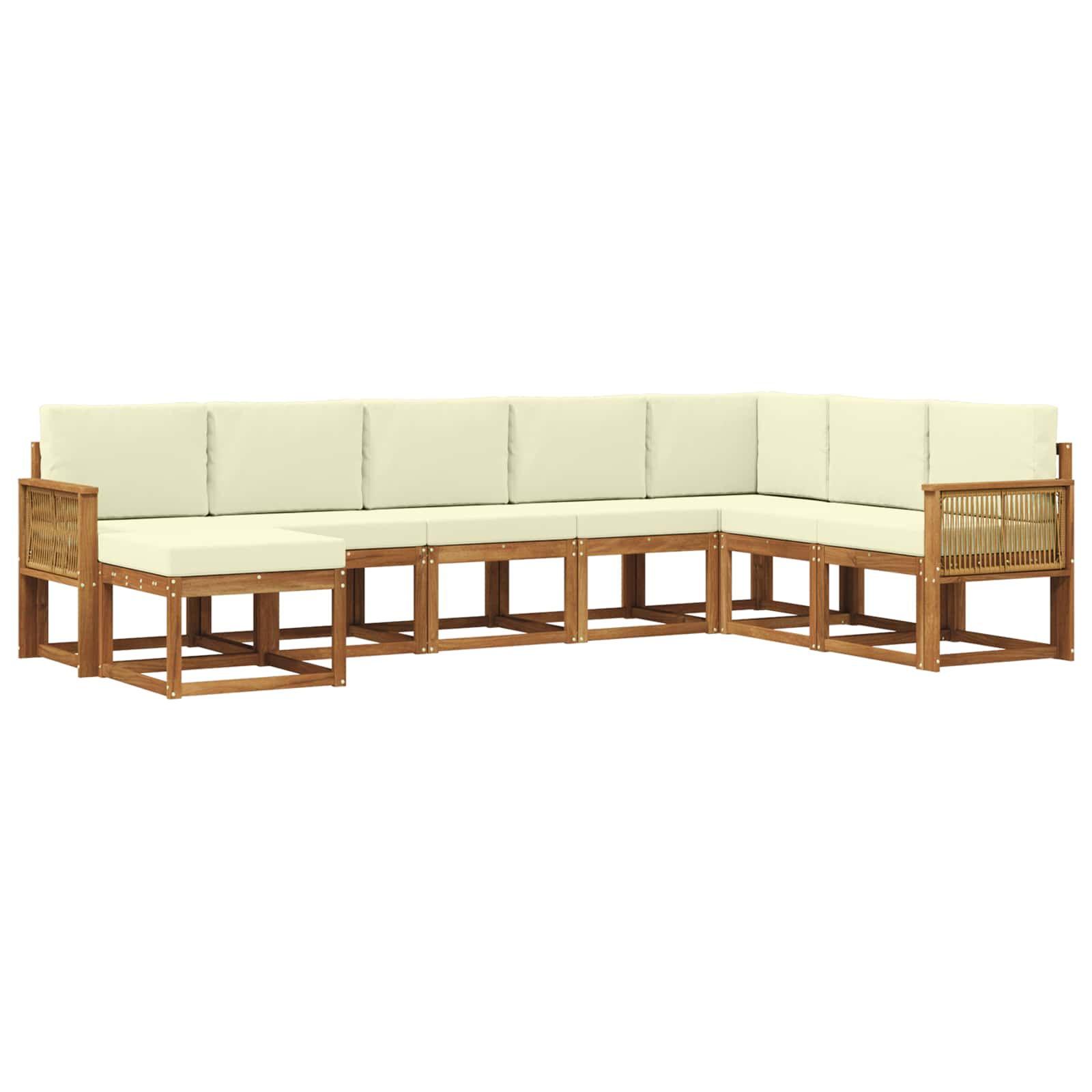 Buiten bankenset 8 pcs Natuurlijk en Crème Massief Acaciahout is nu te koop bij PeponiXL, paradijselijk wonen!