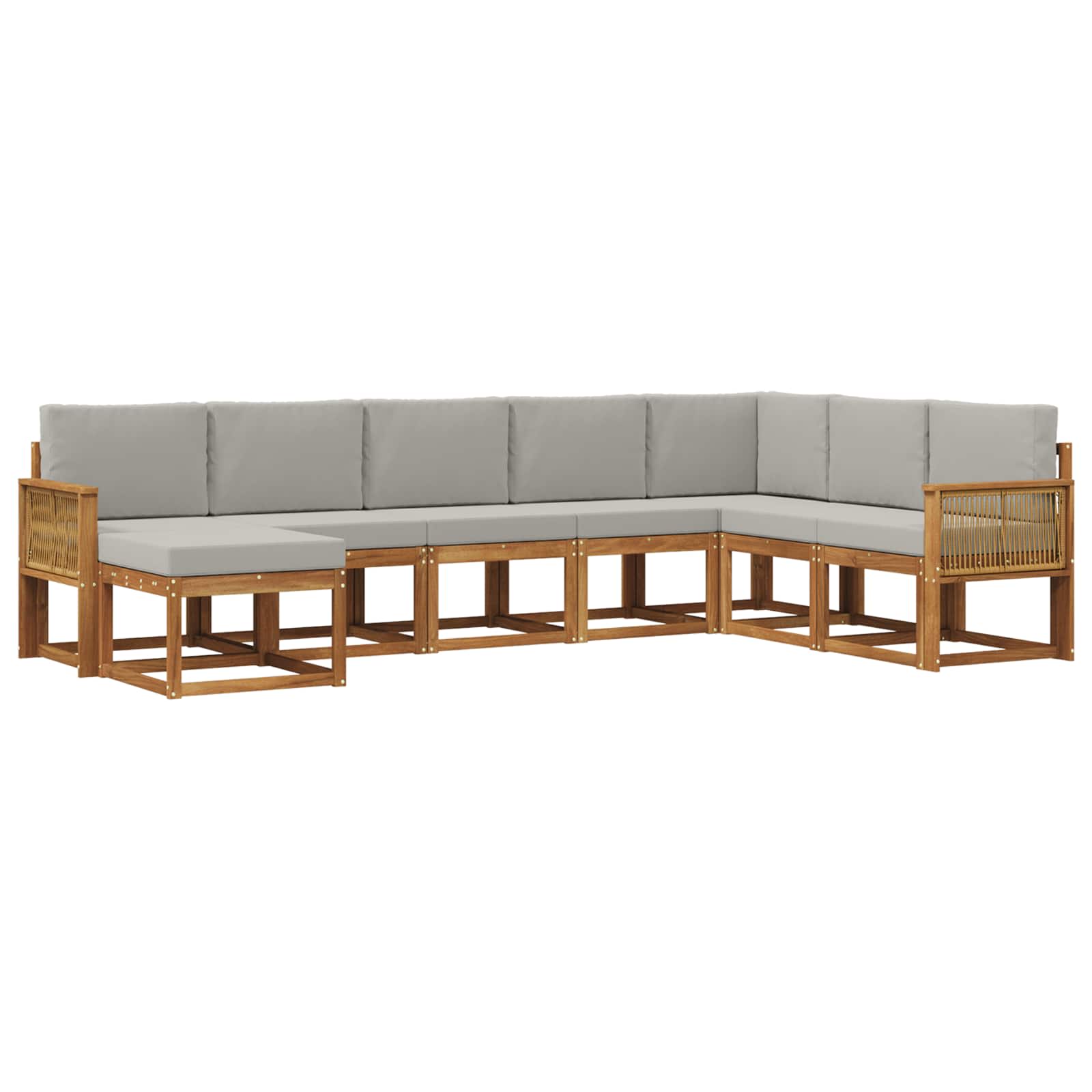 Buiten bankenset 8 pcs Naturel en lichtgrijs Massief Acaciahout is nu te koop bij PeponiXL, paradijselijk wonen!
