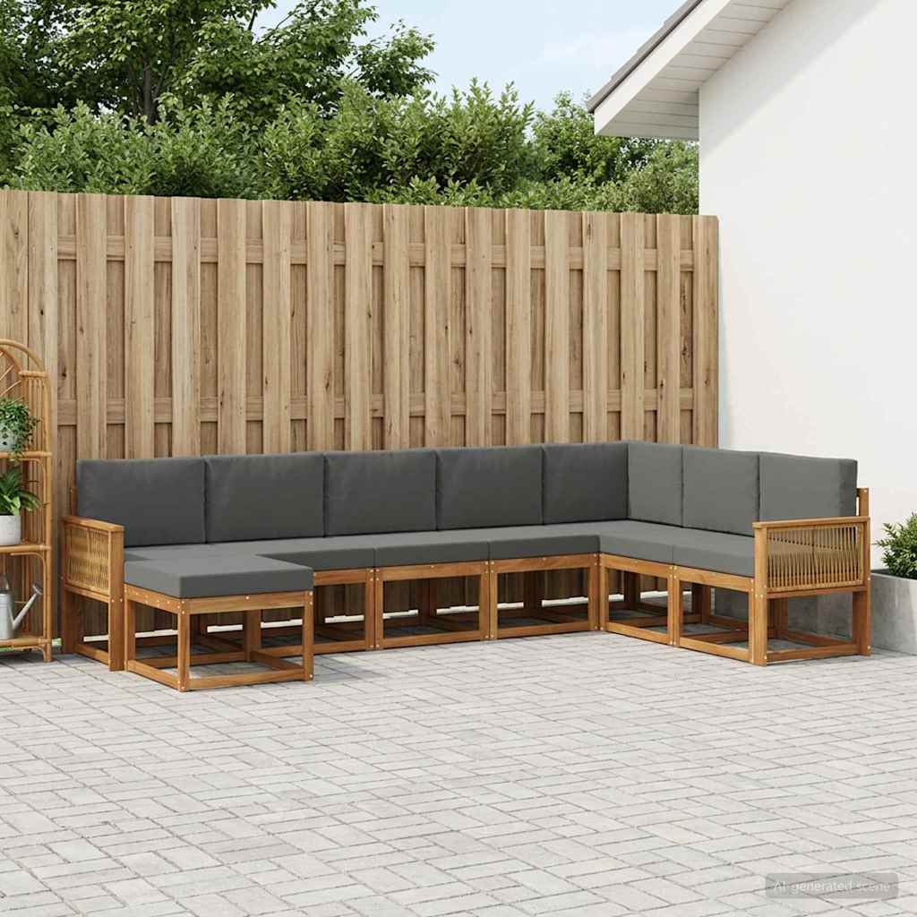 Buiten bankenset met kussen 8 pcs Natuurlijk en Antraciet is nu te koop bij PeponiXL, paradijselijk wonen!
