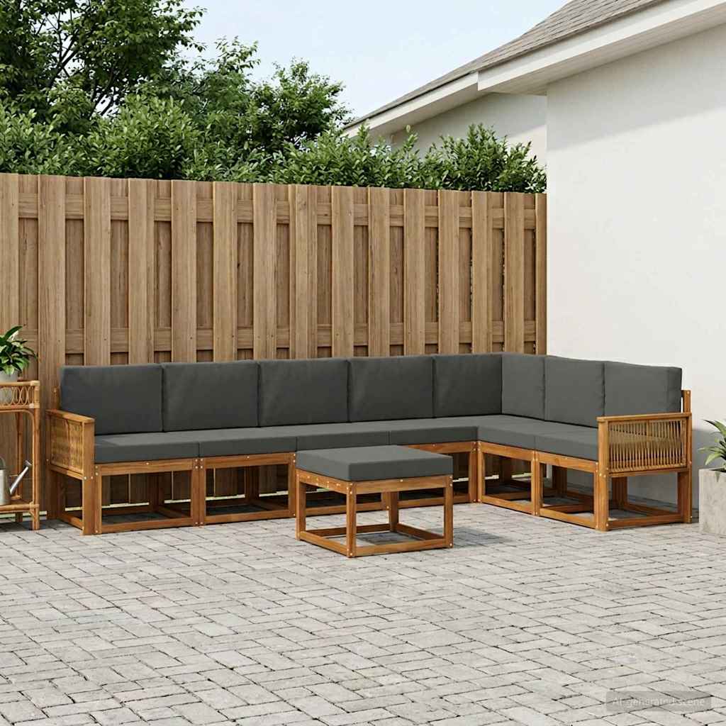 Buiten bankenset met kussen 8 pcs Natuurlijk en Antraciet is nu te koop bij PeponiXL, paradijselijk wonen!