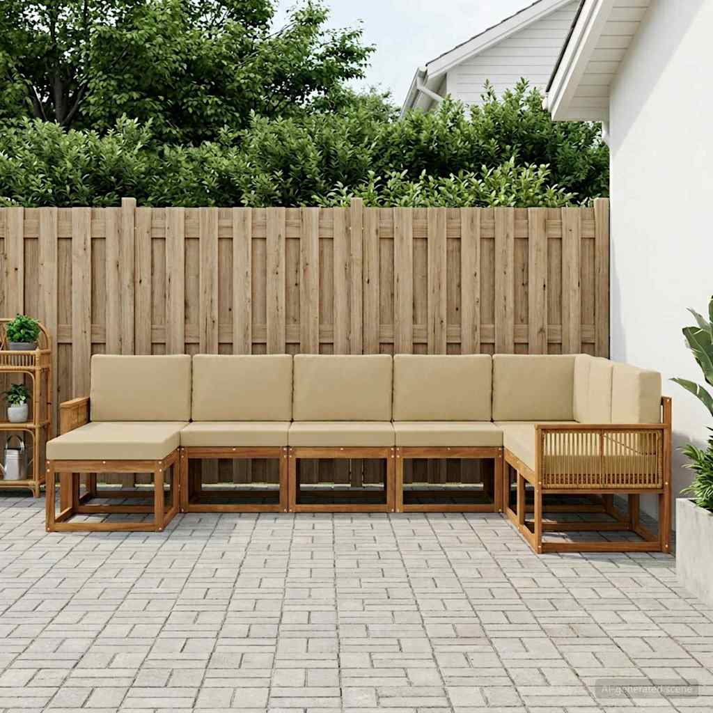 Buiten bankenset 8 pcs Natuurlijk en Beige Massief Acaciahout is nu te koop bij PeponiXL, paradijselijk wonen!