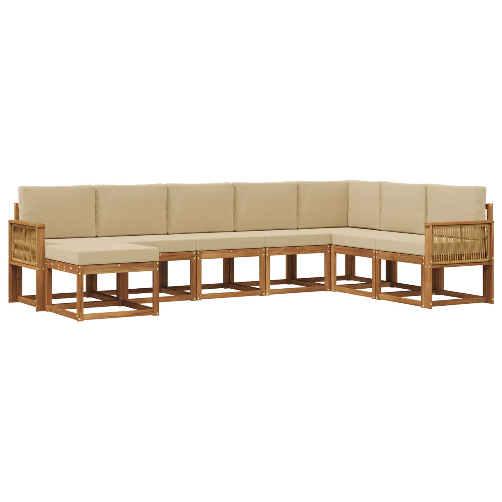 Buiten bankenset 8 pcs Natuurlijk en Beige Massief Acaciahout is nu te koop bij PeponiXL, paradijselijk wonen!