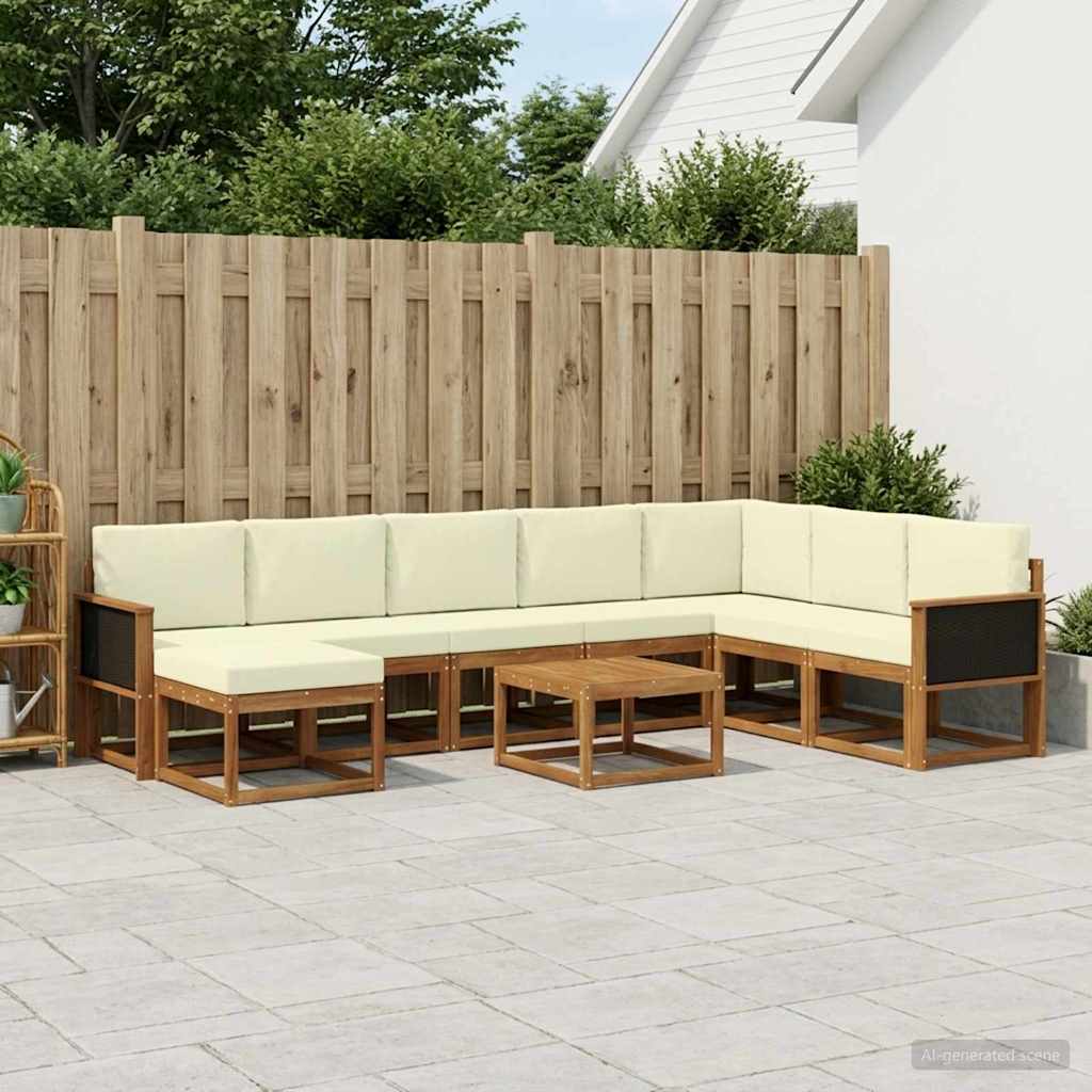 Buiten bankenset 9 pcs Natuurlijk en Crème Massief Acaciahout is nu te koop bij PeponiXL, paradijselijk wonen!