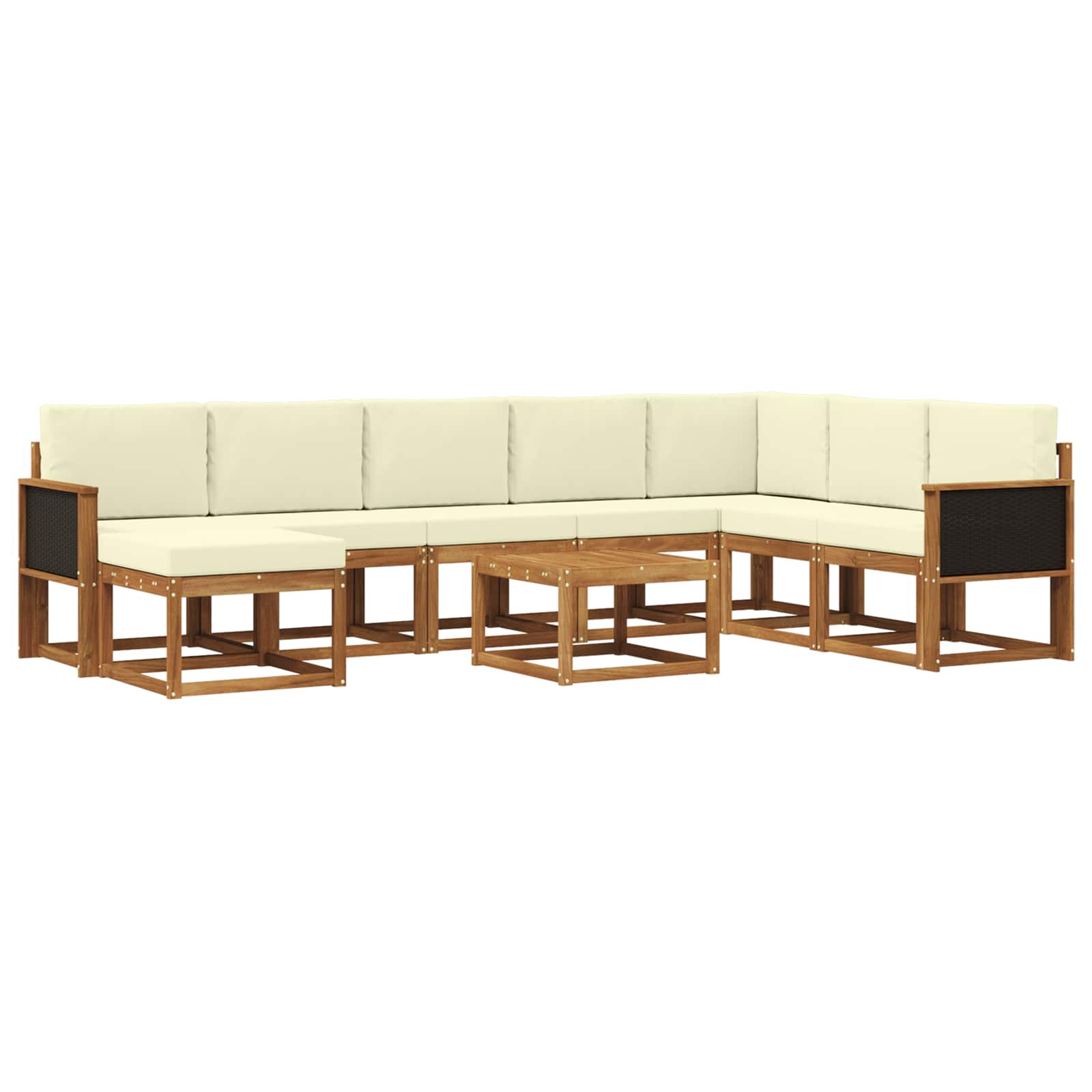 Buiten bankenset 9 pcs Natuurlijk en Crème Massief Acaciahout is nu te koop bij PeponiXL, paradijselijk wonen!