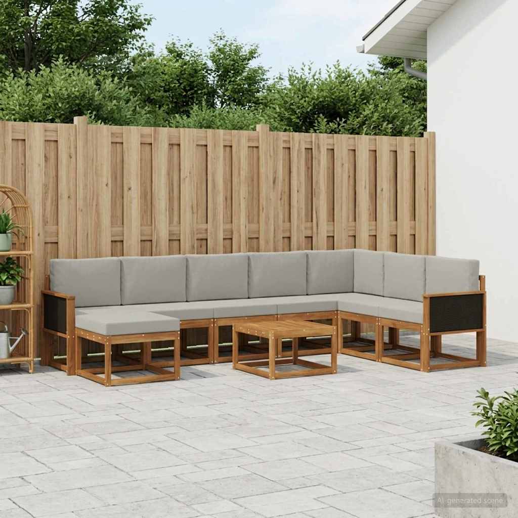 Buiten bankenset 9 pcs Naturel en lichtgrijs Massief Acaciahout is nu te koop bij PeponiXL, paradijselijk wonen!