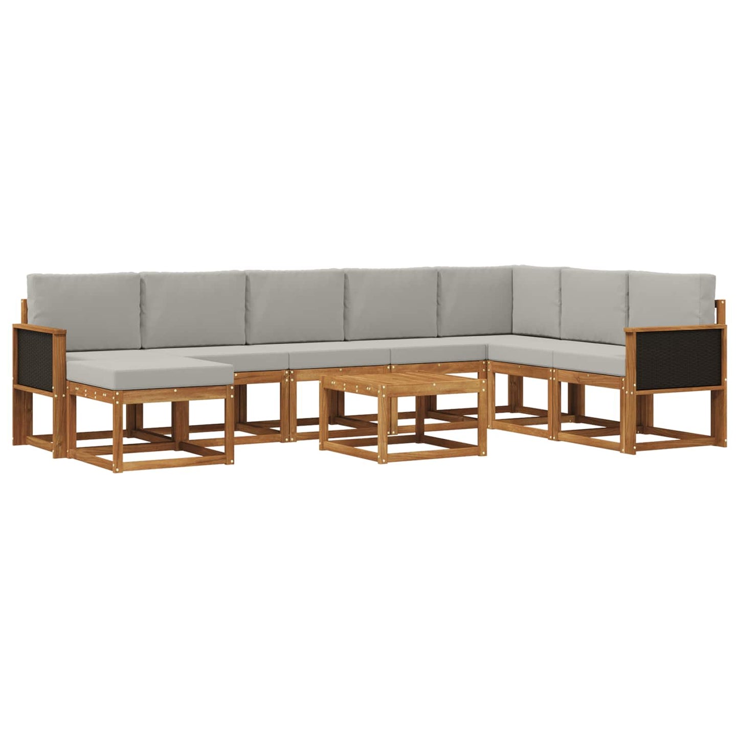 Buiten bankenset 9 pcs Naturel en lichtgrijs Massief Acaciahout is nu te koop bij PeponiXL, paradijselijk wonen!