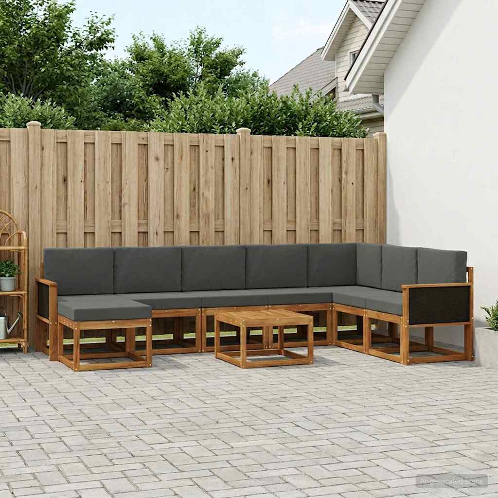 Buiten bankenset met kussen 9 pcs Natuurlijk en Antraciet is nu te koop bij PeponiXL, paradijselijk wonen!