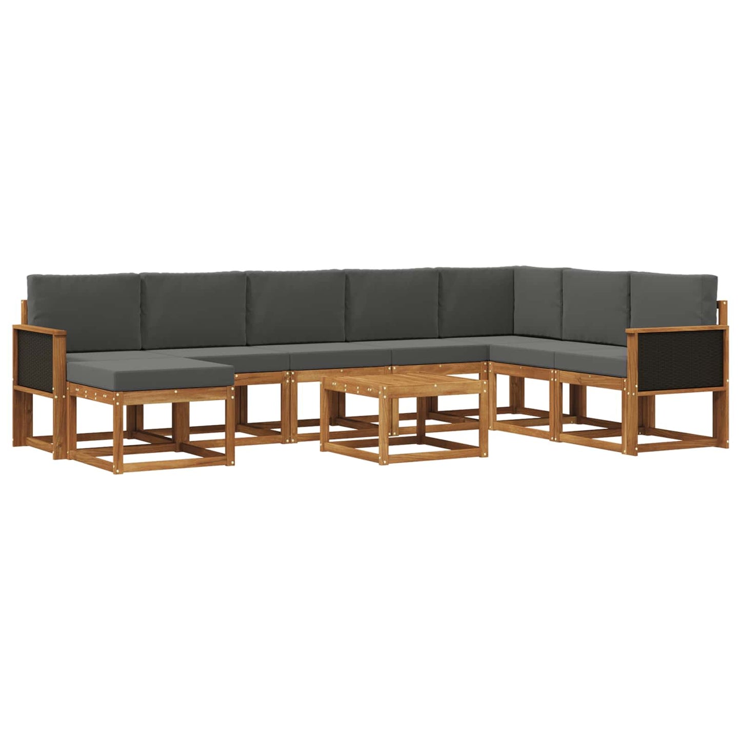 Buiten bankenset met kussen 9 pcs Natuurlijk en Antraciet is nu te koop bij PeponiXL, paradijselijk wonen!
