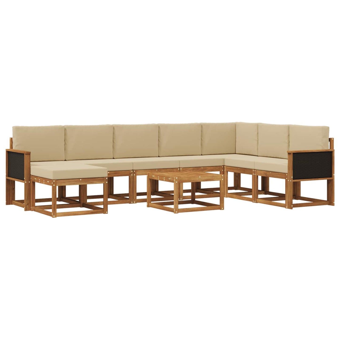 Buiten bankenset 9 pcs Natuurlijk en Beige Massief Acaciahout is nu te koop bij PeponiXL, paradijselijk wonen!