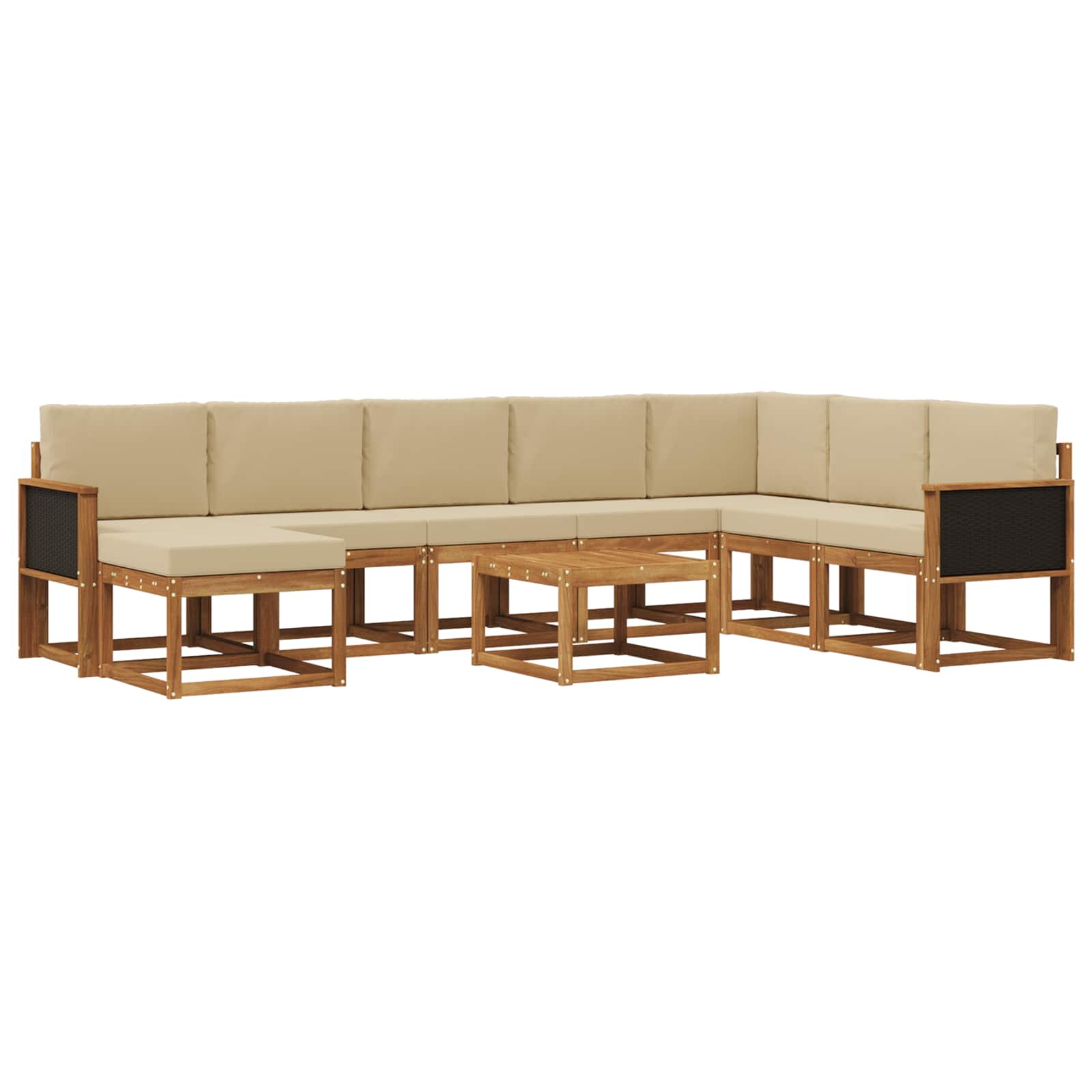 Buiten bankenset 9 pcs Natuurlijk en Beige Massief Acaciahout is nu te koop bij PeponiXL, paradijselijk wonen!