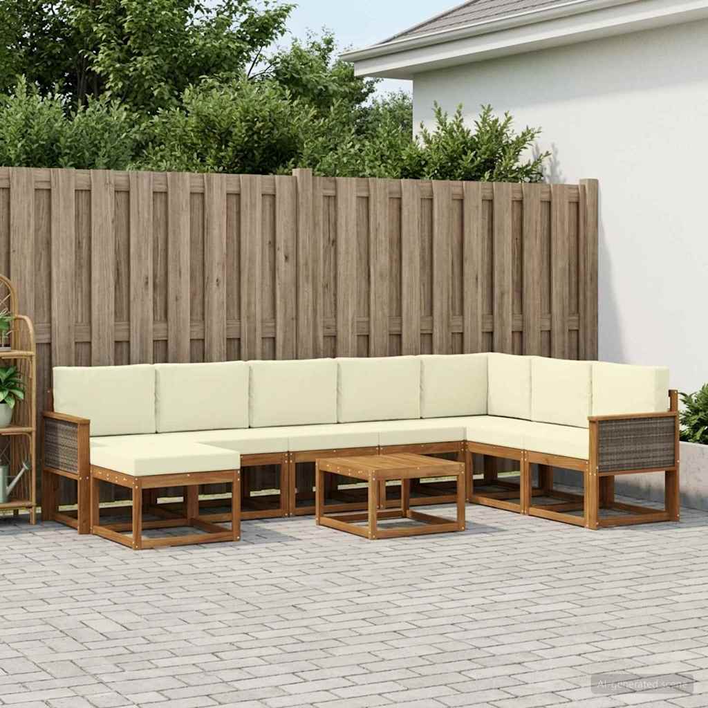 Buiten bankenset 9 pcs Natuurlijk en Crème Massief Acaciahout is nu te koop bij PeponiXL, paradijselijk wonen!