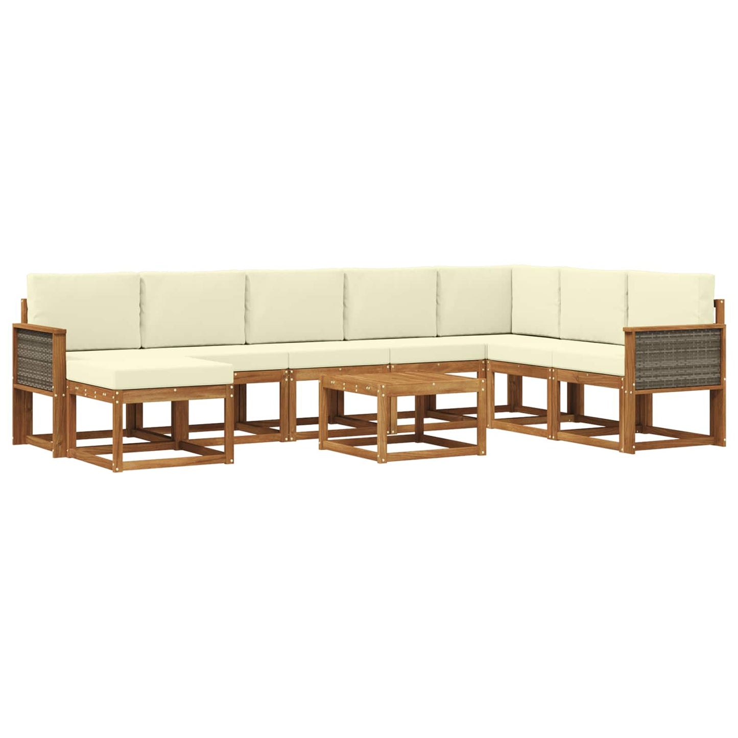 Buiten bankenset 9 pcs Natuurlijk en Crème Massief Acaciahout is nu te koop bij PeponiXL, paradijselijk wonen!