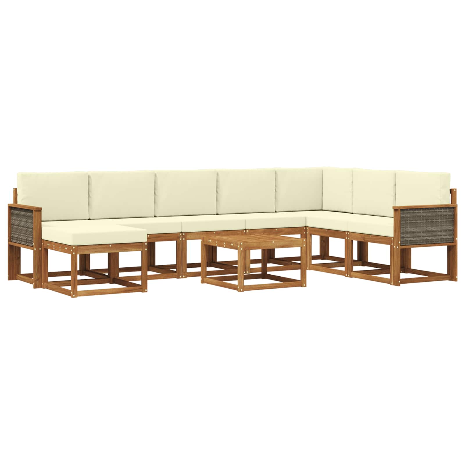 Buiten bankenset 9 pcs Natuurlijk en Crème Massief Acaciahout is nu te koop bij PeponiXL, paradijselijk wonen!