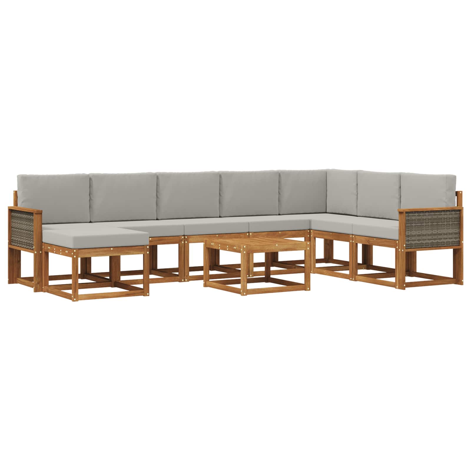 Buiten bankenset 9 pcs Naturel en lichtgrijs Massief Acaciahout is nu te koop bij PeponiXL, paradijselijk wonen!