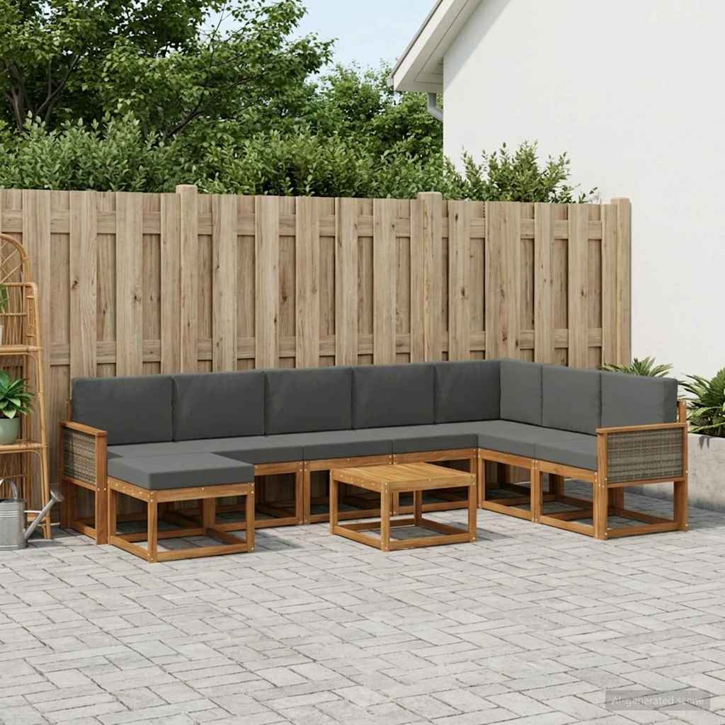 Buiten bankenset met kussen 9 pcs Natuurlijk en Antraciet is nu te koop bij PeponiXL, paradijselijk wonen!