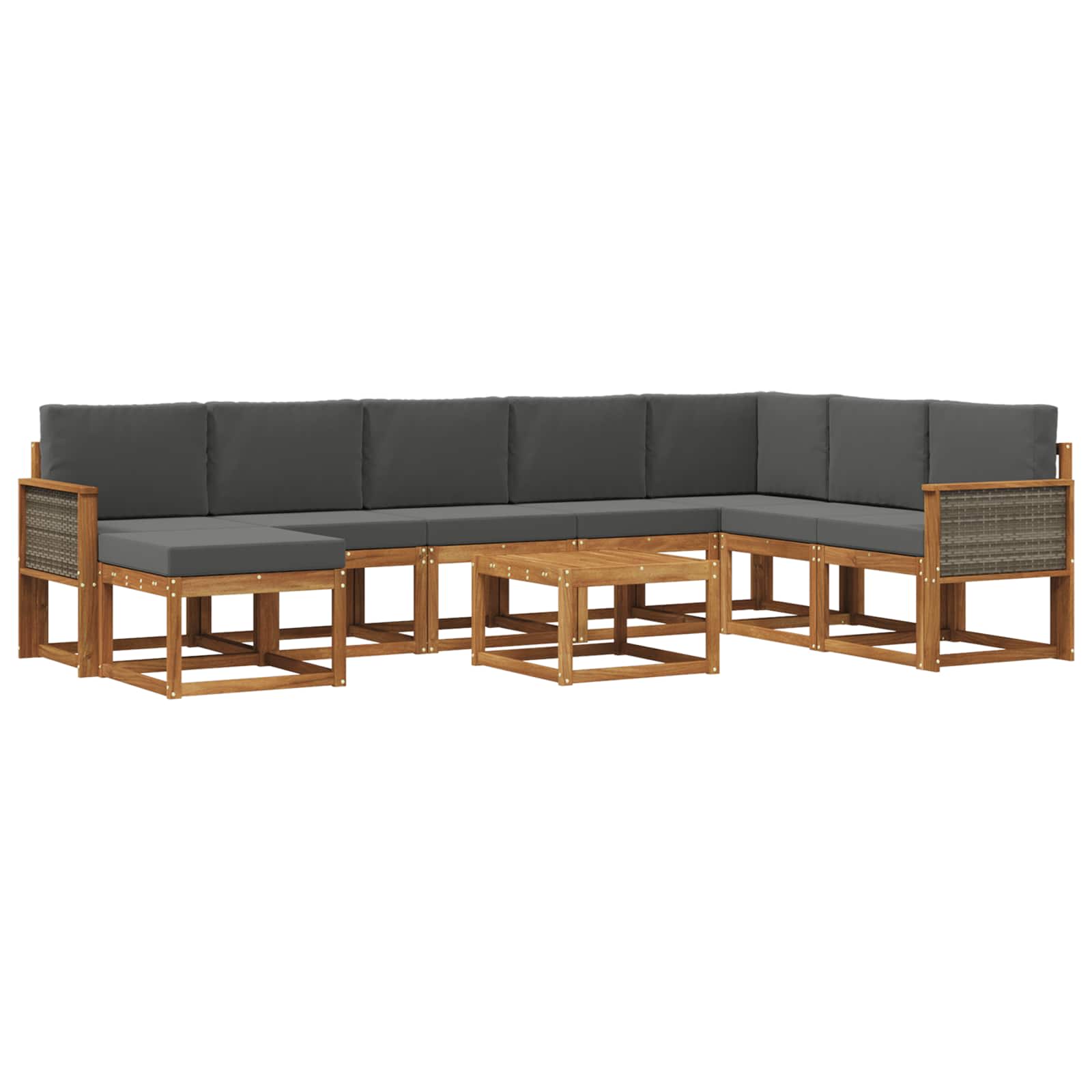 Buiten bankenset met kussen 9 pcs Natuurlijk en Antraciet is nu te koop bij PeponiXL, paradijselijk wonen!