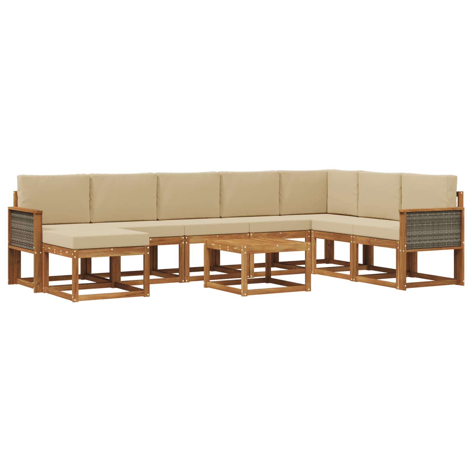 Buiten bankenset 9 pcs Natuurlijk en Beige Massief Acaciahout is nu te koop bij PeponiXL, paradijselijk wonen!