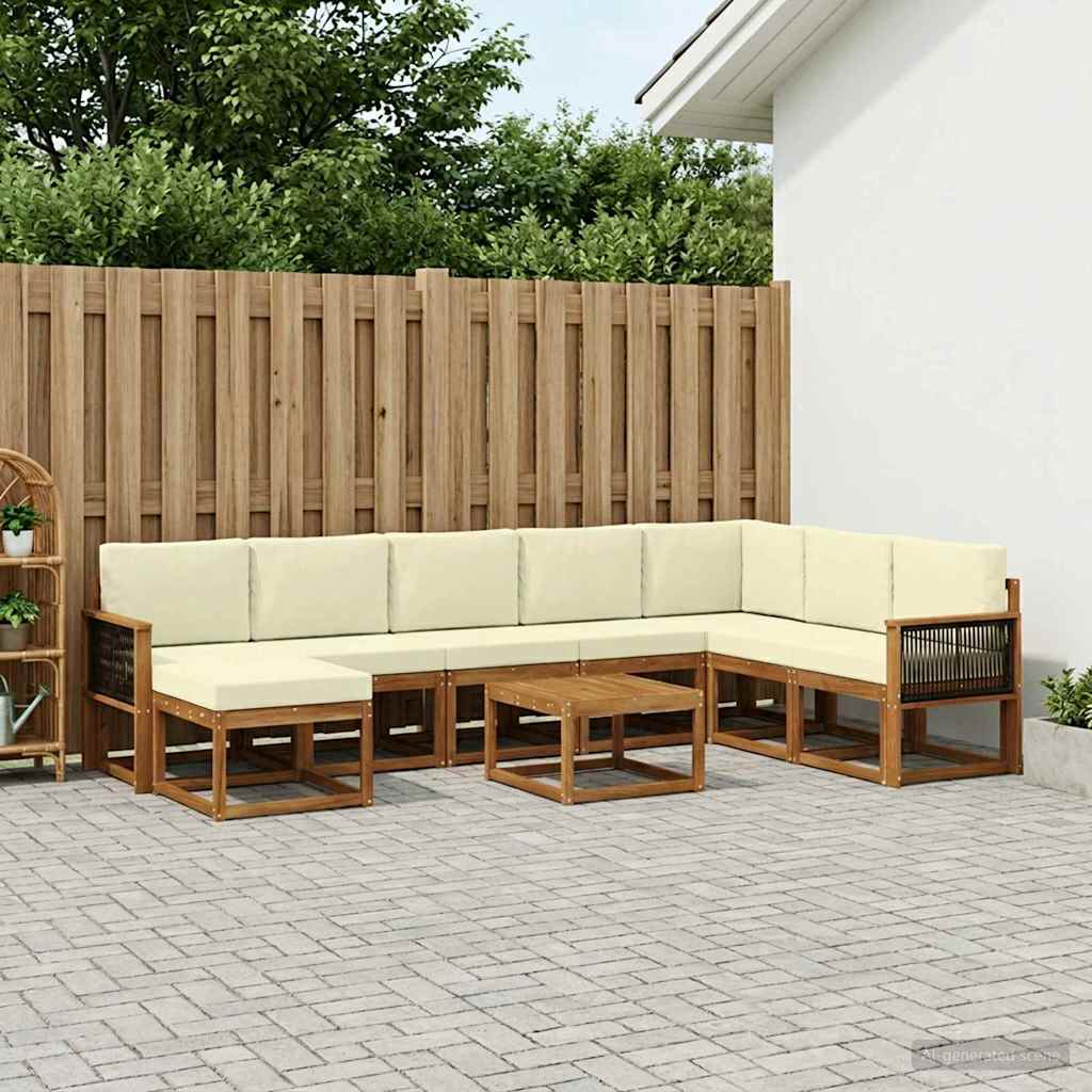 Buiten bankenset 9 pcs Natuurlijk en Crème Massief Acaciahout is nu te koop bij PeponiXL, paradijselijk wonen!