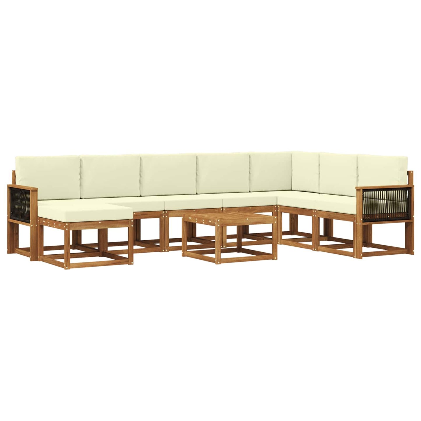 Buiten bankenset 9 pcs Natuurlijk en Crème Massief Acaciahout is nu te koop bij PeponiXL, paradijselijk wonen!