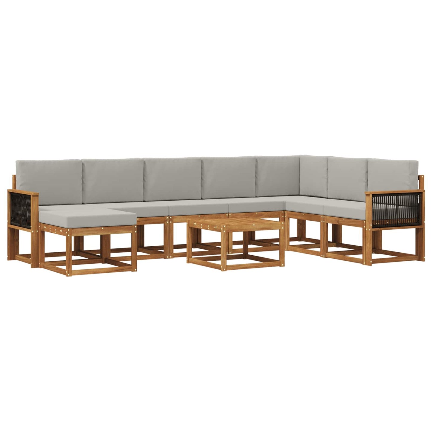 Buiten bankenset 9 pcs Naturel en lichtgrijs Massief Acaciahout is nu te koop bij PeponiXL, paradijselijk wonen!