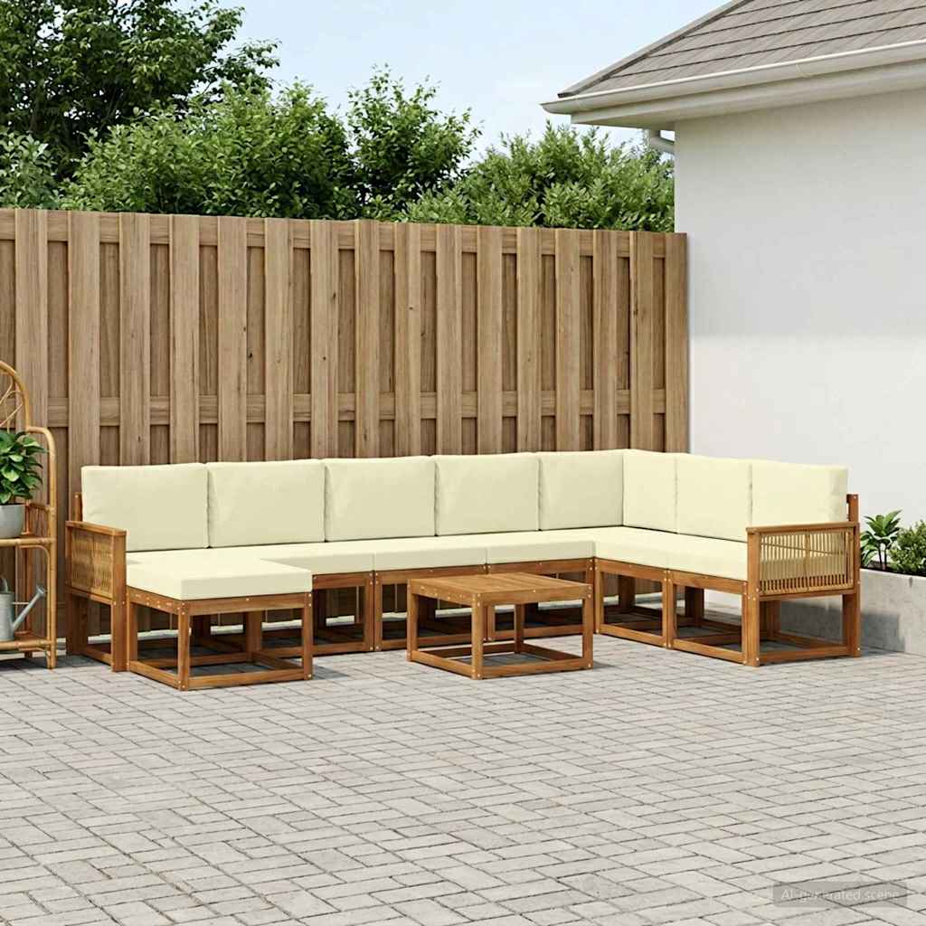 Buiten bankenset 9 pcs Natuurlijk en Crème Massief Acaciahout is nu te koop bij PeponiXL, paradijselijk wonen!