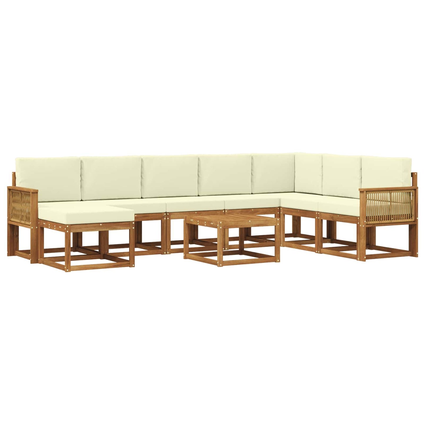 Buiten bankenset 9 pcs Natuurlijk en Crème Massief Acaciahout is nu te koop bij PeponiXL, paradijselijk wonen!