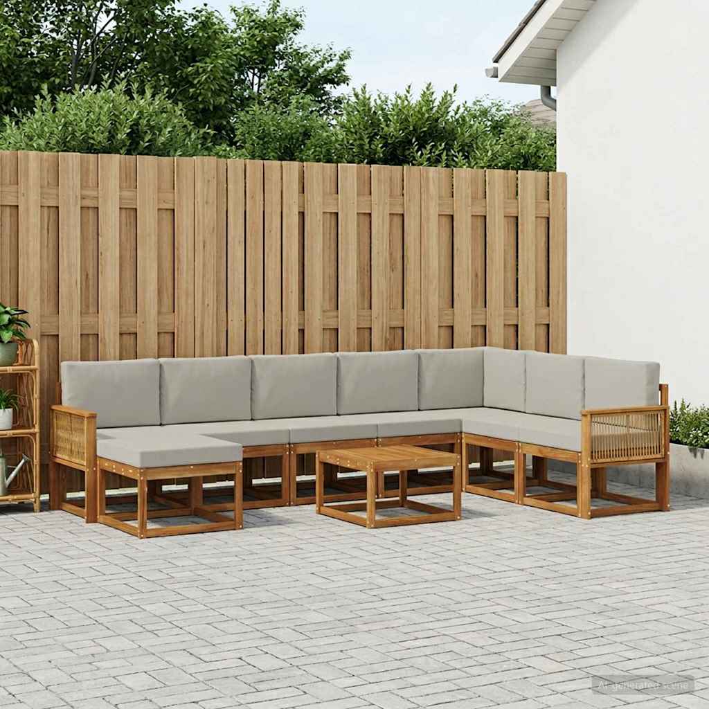 Buiten bankenset 9 pcs Naturel en lichtgrijs Massief Acaciahout is nu te koop bij PeponiXL, paradijselijk wonen!