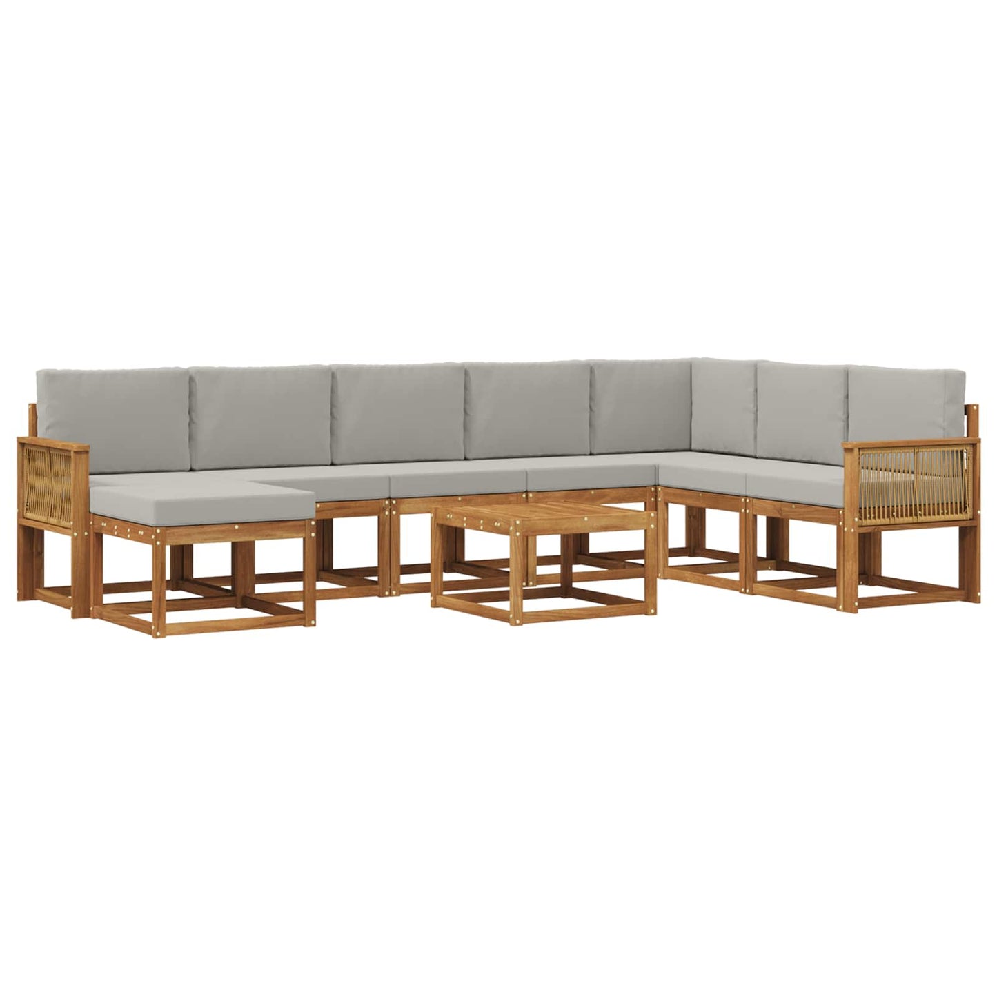 Buiten bankenset 9 pcs Naturel en lichtgrijs Massief Acaciahout is nu te koop bij PeponiXL, paradijselijk wonen!