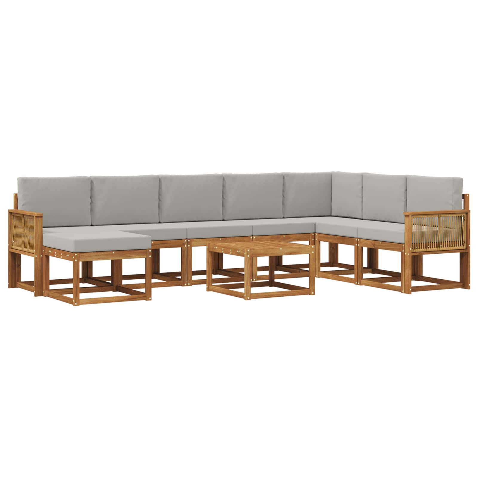 Buiten bankenset 9 pcs Naturel en lichtgrijs Massief Acaciahout is nu te koop bij PeponiXL, paradijselijk wonen!