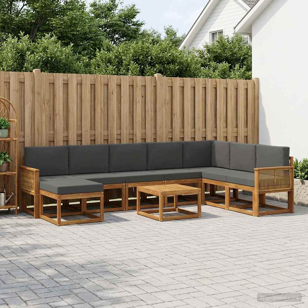 Buiten bankenset met kussen 9 pcs Natuurlijk en Antraciet is nu te koop bij PeponiXL, paradijselijk wonen!