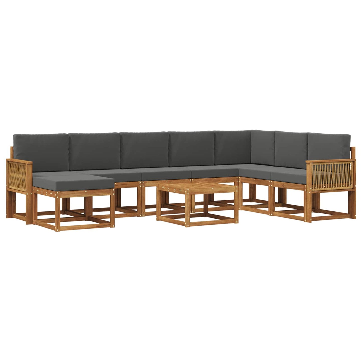 Buiten bankenset met kussen 9 pcs Natuurlijk en Antraciet is nu te koop bij PeponiXL, paradijselijk wonen!
