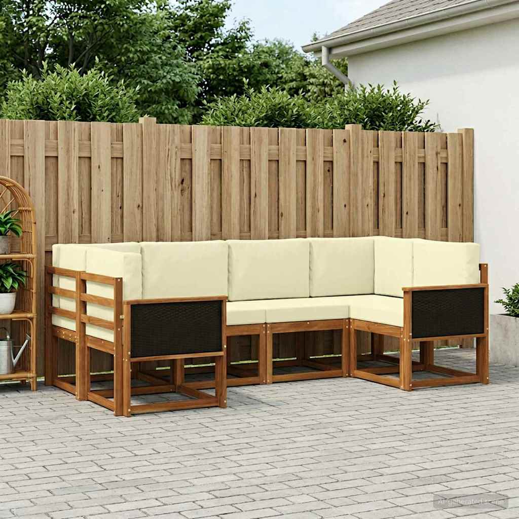 Buiten bankenset 6 pcs Natuurlijk en Crème Massief Acaciahout is nu te koop bij PeponiXL, paradijselijk wonen!
