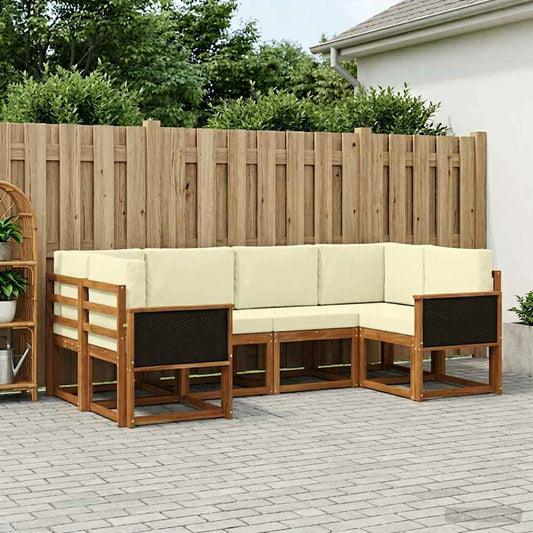 Buiten bankenset 6 pcs Natuurlijk en Crème Massief Acaciahout is nu te koop bij PeponiXL, paradijselijk wonen!