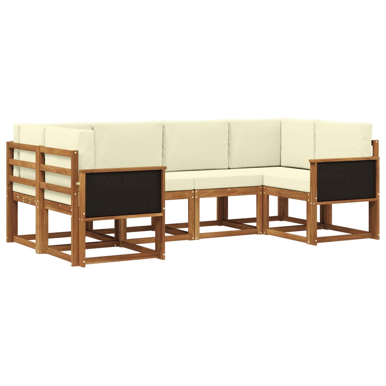 Buiten bankenset 6 pcs Natuurlijk en Crème Massief Acaciahout is nu te koop bij PeponiXL, paradijselijk wonen!