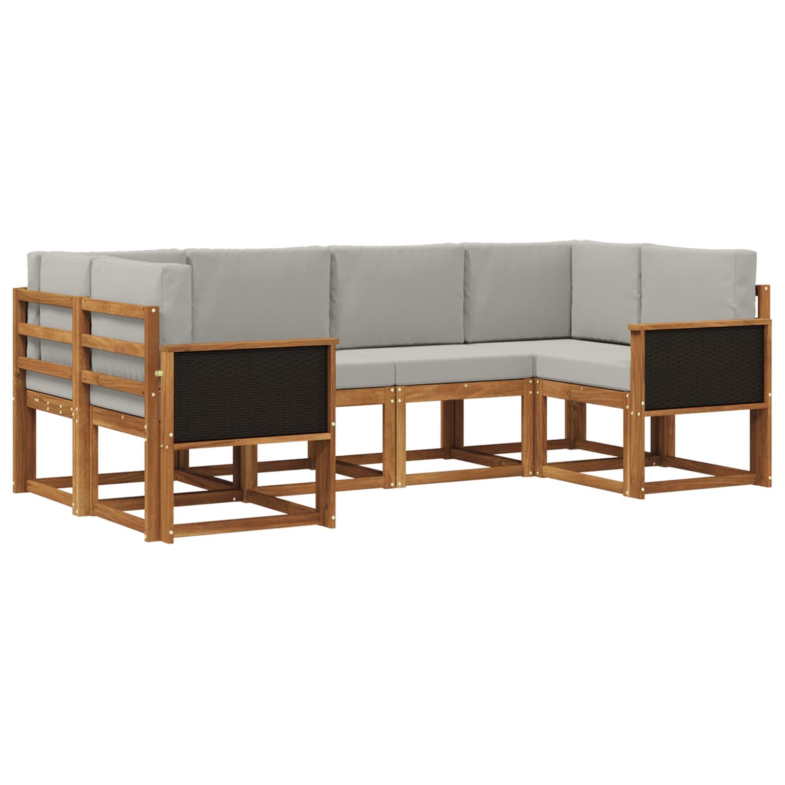 Buiten bankenset 6 pcs Naturel en lichtgrijs Massief Acaciahout is nu te koop bij PeponiXL, paradijselijk wonen!