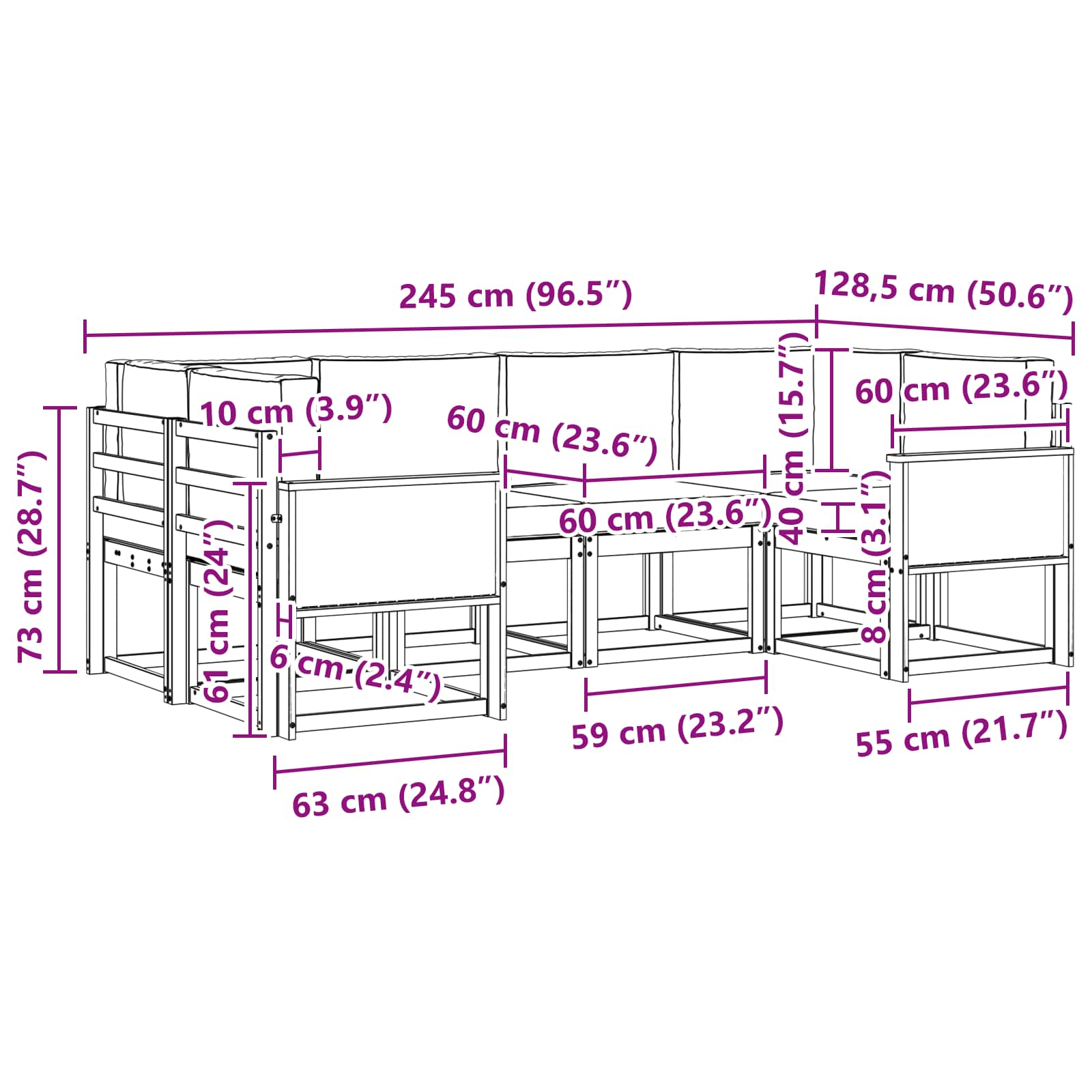 Buiten bankenset 6 pcs Naturel en lichtgrijs Massief Acaciahout is nu te koop bij PeponiXL, paradijselijk wonen!