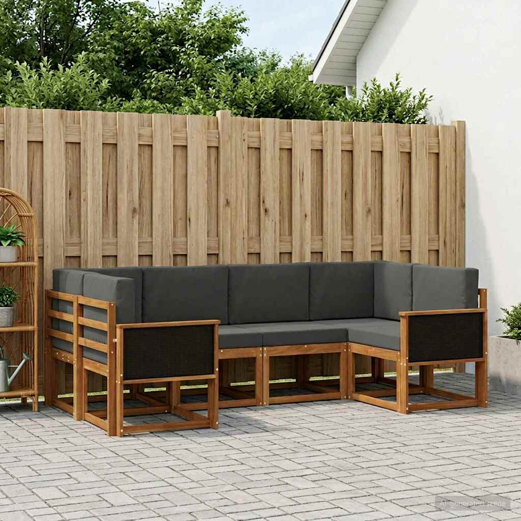Buiten bankenset met kussen 6 pcs Natuurlijk en Antraciet is nu te koop bij PeponiXL, paradijselijk wonen!
